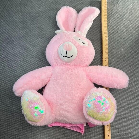 Bunny Rabbit Backpack Bag 13" Pink Plush Sequins Carried Away Easter Gift - Picture 10 of 11
